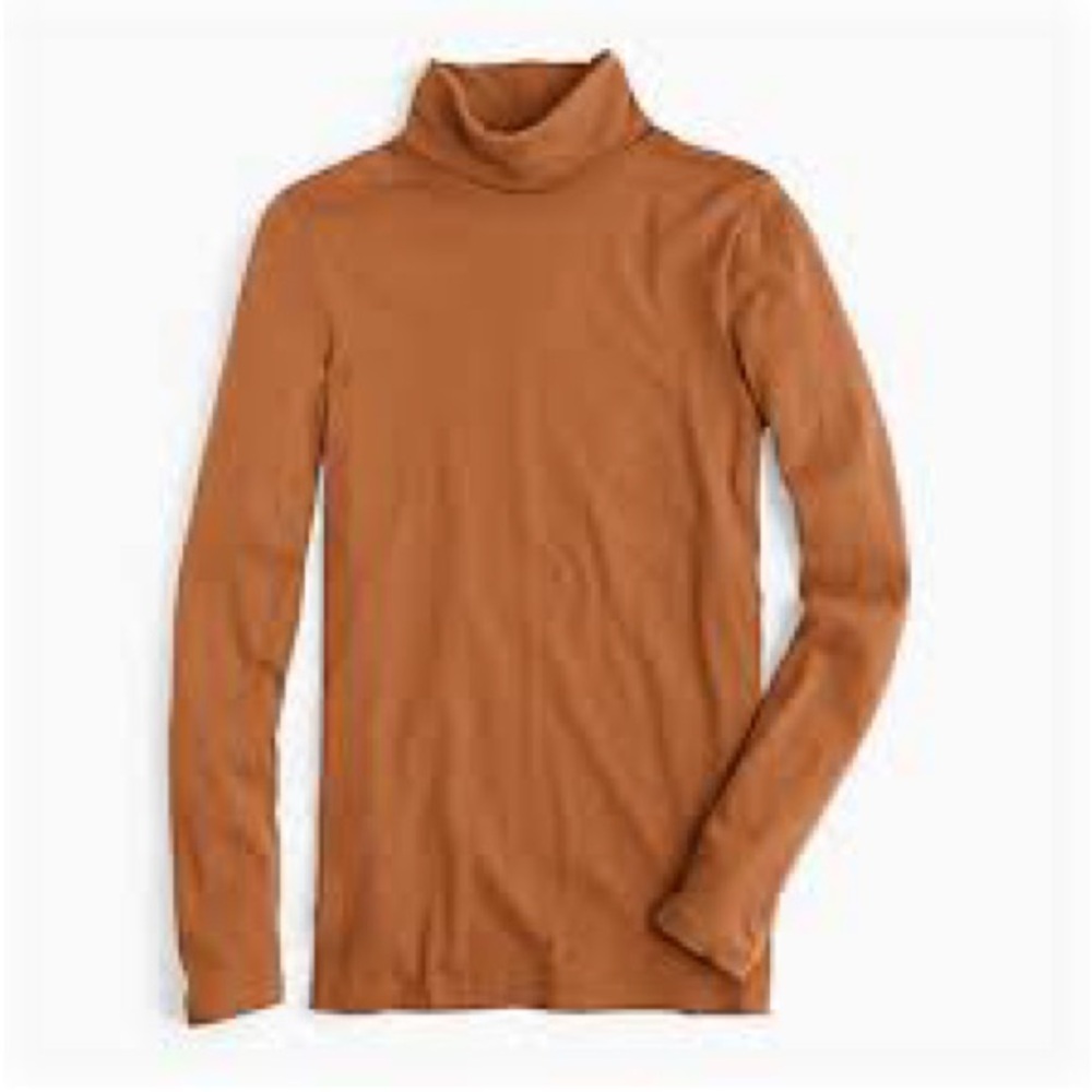 XS J. Crew tissue turtleneck women’s rust orange long sleeve thin cotton nwt